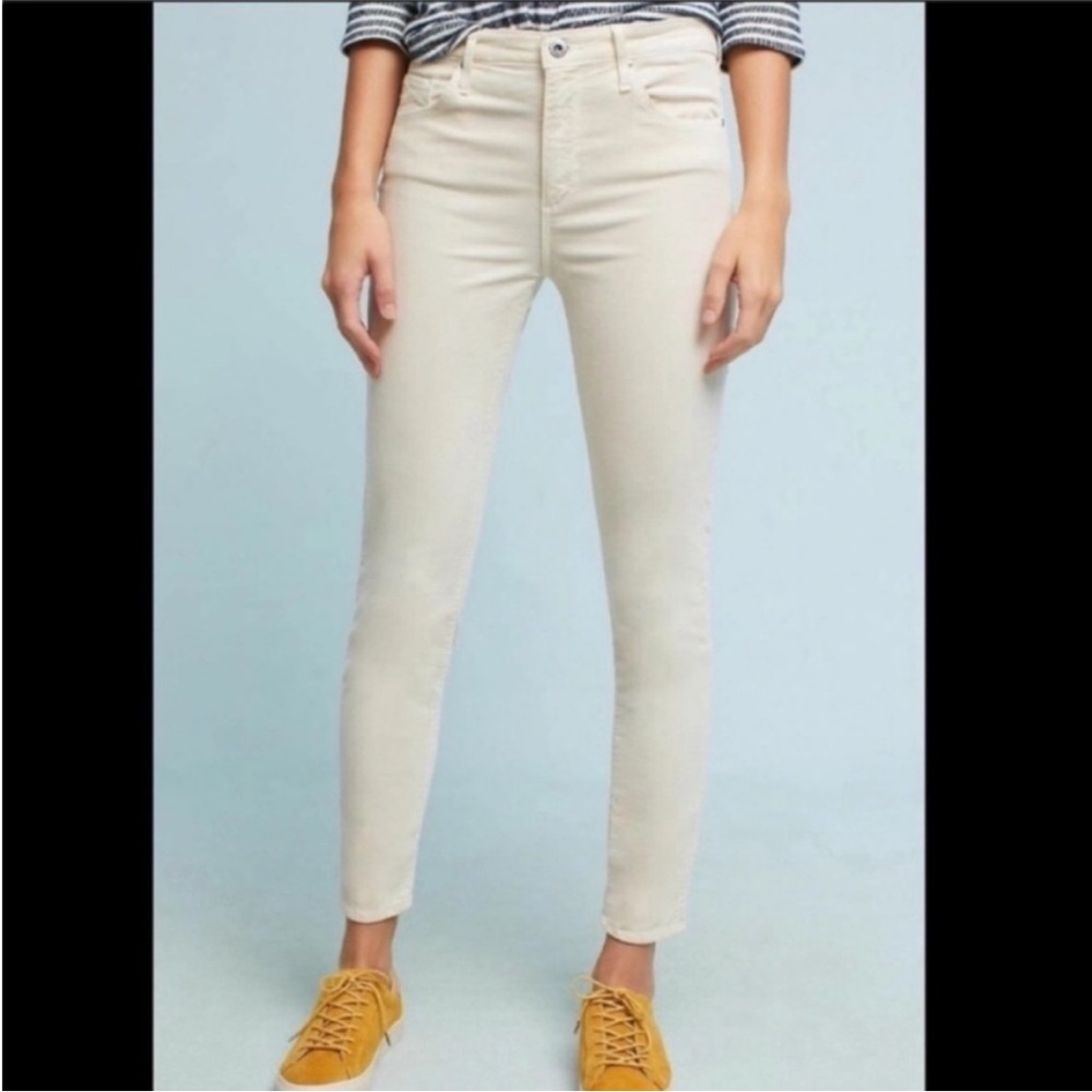Anthropologie AG Adriano Goldschmied Stevie ankle in white corduroy